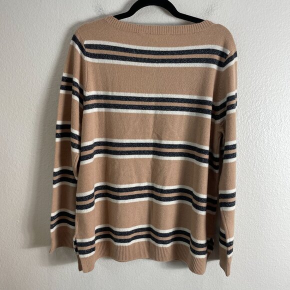 Soft Surroundings XL Cashmere Shayna Metallic Striped Sweater Knit Top - Picture 11 of 12